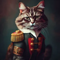 Katze in Militäruniform